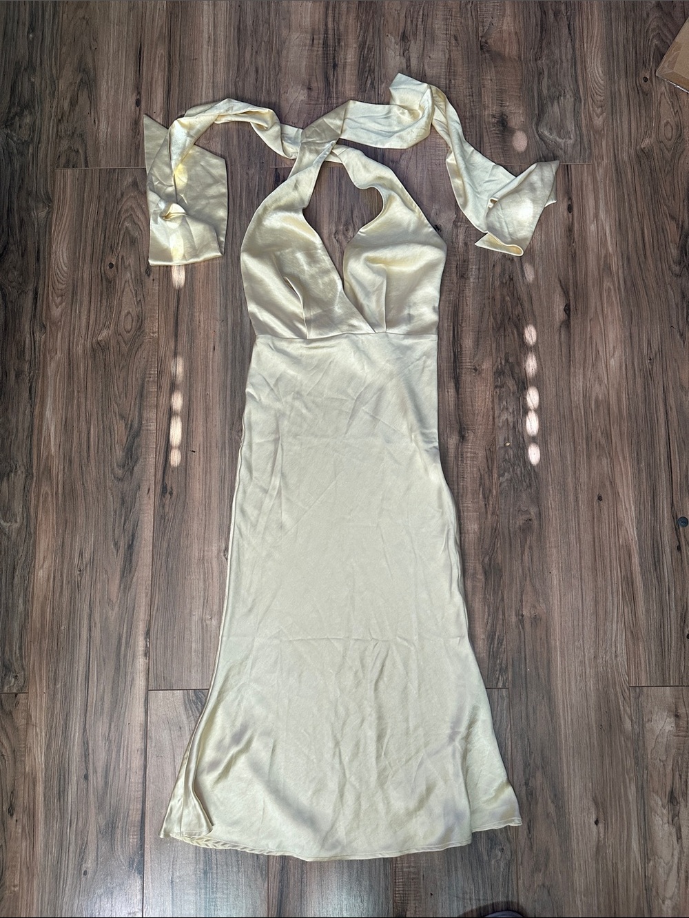 Meshki Satin Halter Neck Slip Dress - Cream